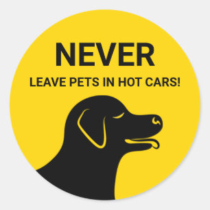 Hunde Kopf - Verlass nie in heißen Autos gelb Runder Aufkleber