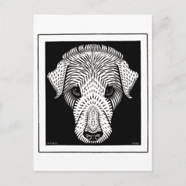 Hunde Kopf von Julie de Graag Vintage Holzschnitt Postkarte