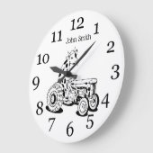 Hunde Kuh auf einem Traktor Große Wanduhr (Winkel)