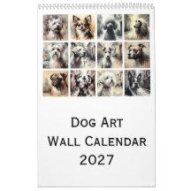 Hunde-Kunst-Wandkalender 2027, Künstlerische Hunde