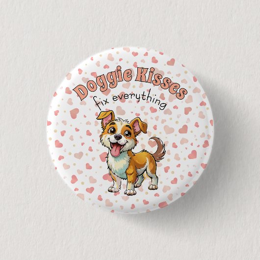 Hunde Küsschen Knopf Button (Vorderseite)