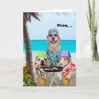 Hunde/Labrador in hawaiianischen Shirts am Strand Karte