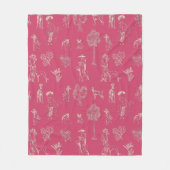 Hunde Lady Toile de Jouy Dark Pink Color Fleecedecke (Vorderseite)
