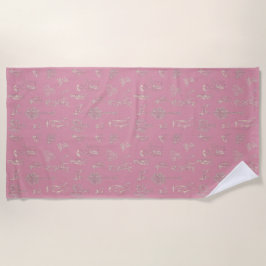 Hunde Lady Toile de Jouy Dark Pink Color Strandtuch