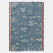 Hunde Lady Toile de Jouy Dark Türkise Decke (Vorderseite Vertikal)