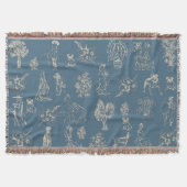 Hunde Lady Toile de Jouy Dark Türkise Decke (Vorderseite)
