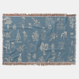 Hunde Lady Toile de Jouy Dark Türkise Decke