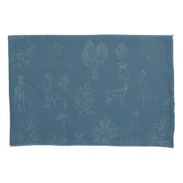 Hunde Lady Toile de Jouy Dark Türkise Kissenbezug