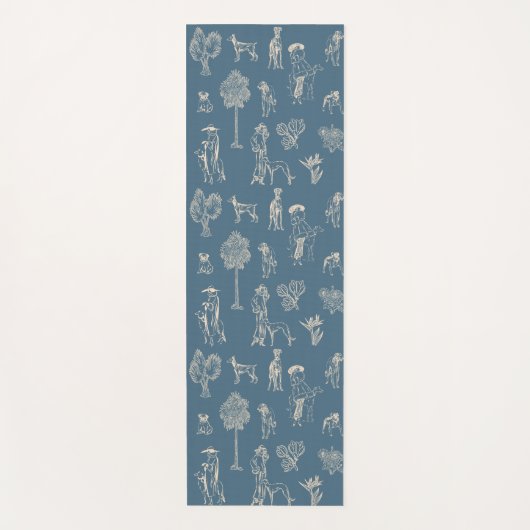 Hunde Lady Toile de Jouy Dark Türkise Yogamatte (Vorderseite)