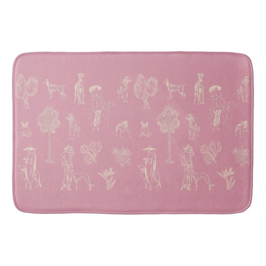 Hunde Lady Toile de Jouy Pink Color Badematte (Vorderseite)