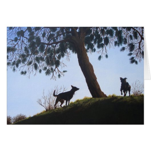 Hunde landschaftliche Parklandschaft Malerei Reali (Vorderseite (Horizontal))