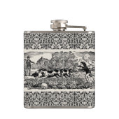 Hunde laufen antike Haustierkunst viktorianische A Flachmann (Rückseite)