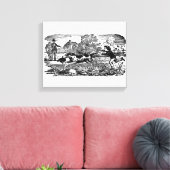 Hunde laufen antike Haustierkunst viktorianische A Leinwanddruck (Insitu (Wohnzimmer))