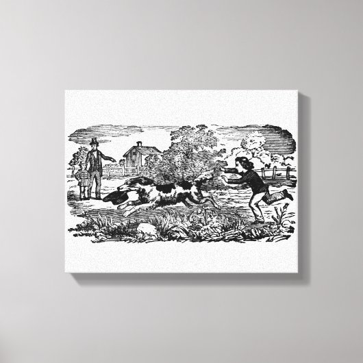 Hunde laufen antike Haustierkunst viktorianische A Leinwanddruck (Vorderseite)
