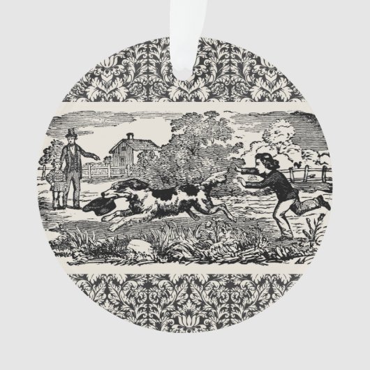 Hunde laufen antike Haustierkunst viktorianische A Ornament (Vorderseite)