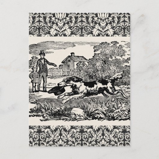 Hunde laufen antike Haustierkunst viktorianische A Postkarte (Vorderseite)