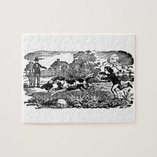 Hunde laufen antike Haustierkunst viktorianische A Puzzle (Horizontal)