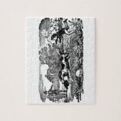 Hunde laufen antike Haustierkunst viktorianische A Puzzle (Vertikal)