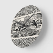 Hunde laufen antike Haustierkunst viktorianische A Runde Wanduhr (Winkel)