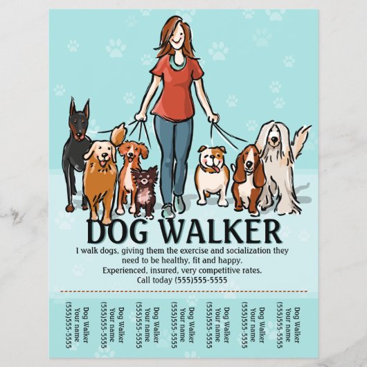 Hunde laufen. Hunde Walker. Tearsheet Flyer (Vorne)
