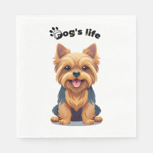 Hunde Lebensfreude Yorkshire Terrier Illustration Serviette