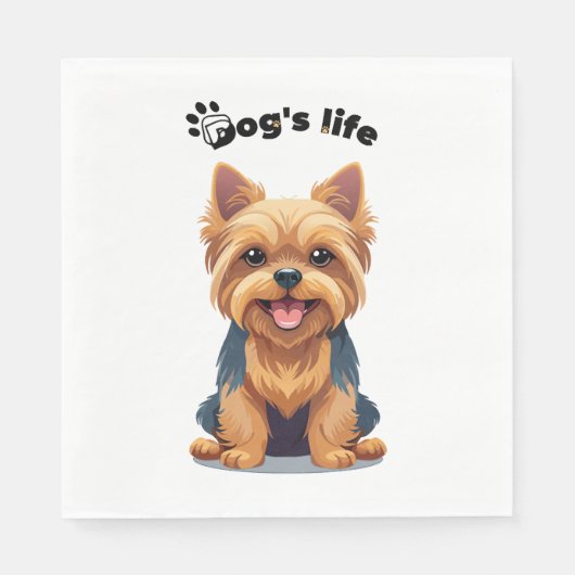Hunde Lebensfreude Yorkshire Terrier Illustration Serviette (Vorderseite)
