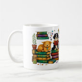 Hunde lesen Bücher Cozy Library Szene Kaffeetasse (Links)