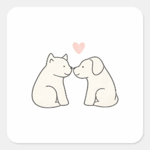 Hunde-Liebe-Aufkleber Quadratischer Aufkleber