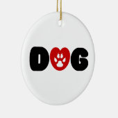 Hunde Liebe Herz Keramik Ornament (Rechts)