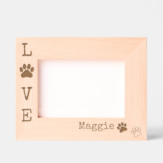 Hunde LIEBE Paw Print Modernes Personalisiertes Fo Geätzte Rahmen (Vorderseite)