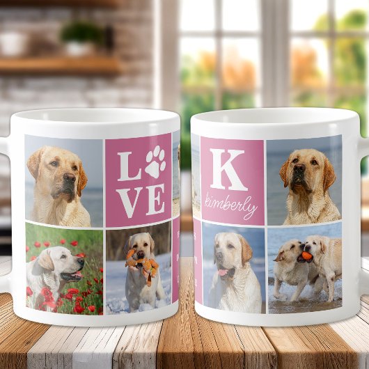 Hunde LIEBE Personalisiert 7 Foto Collage Paw Prin Kaffeetasse
