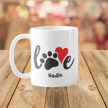 Hunde Liebe Pet Paw Print & Heart Individuelle Nam