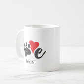 Hunde Liebe Pet Paw Print & Heart Individuelle Nam Kaffeetasse (Vorderseite Links)