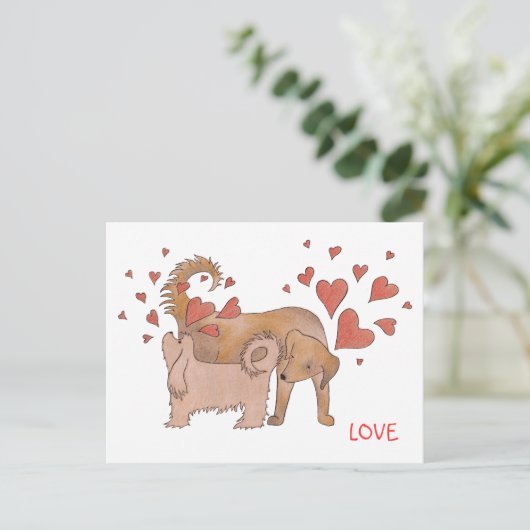 Hunde-Liebe Postkarte (Stehend Vorderseite)
