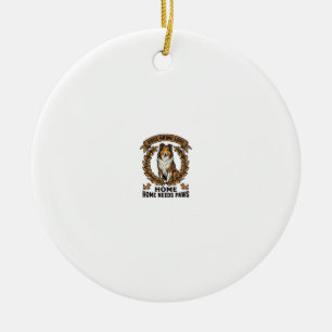 Hunde-Liebe-Shirt Vintage-Gravur Lorbeer-Design_1 Keramik Ornament