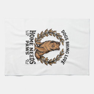 Hunde-Liebe-Shirt Vintage-Gravur Lorbeer-Design (2 Geschirrtuch