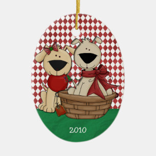 Hunde lieben Erste Weihnachtsfeier Personalisiert Keramikornament