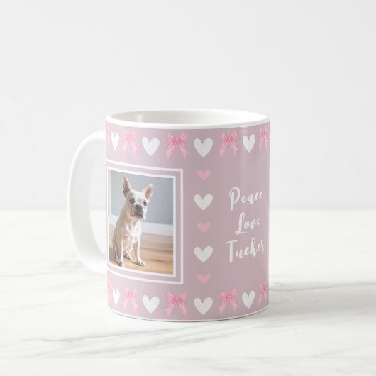 Hunde lieben Rosa 2 Foto Kaffeetasse (Vorderseite Links)