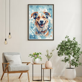 Hunde lieben Wand Art/ Blauer Ton [1/3] Poster