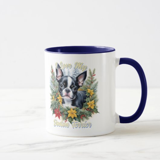 Hunde Liebhaber Adorable Boston Terrier Winter The Tasse (Rechts)