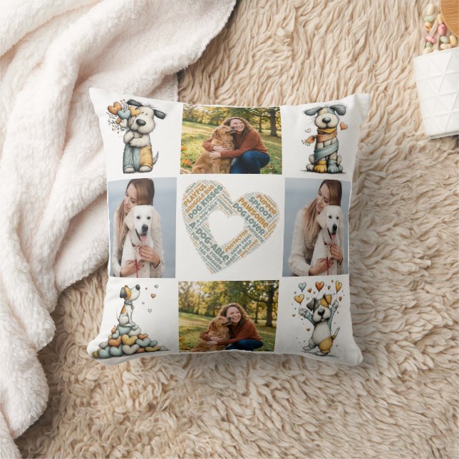 Hunde-Liebhaber-Geschenk für 4-Foto-Collage Kissen (Decke)