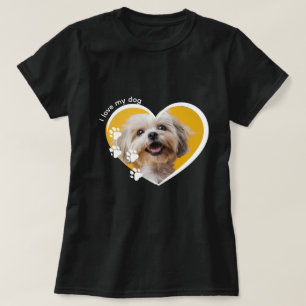Hunde-Liebhaber-Herz-Foto-Pfotenabdruck-Design T-Shirt