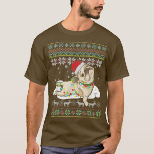 Hunde Liebhaber Süße Pug Weihnachtsmann Hut Hässli T-Shirt