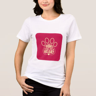 Hunde-Liebhaber-T-Shirt - Pfotenabdruck-Typografie Tri-Blend Shirt