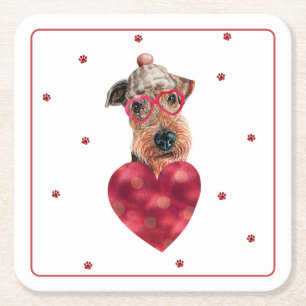 Hunde-Liebhaber Valentinsgeschenk Airedale Terrier Rechteckiger Pappuntersetzer