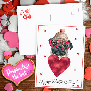 Hunde Liebhaber Valentinstag Geschenk Pug Feiertagspostkarte