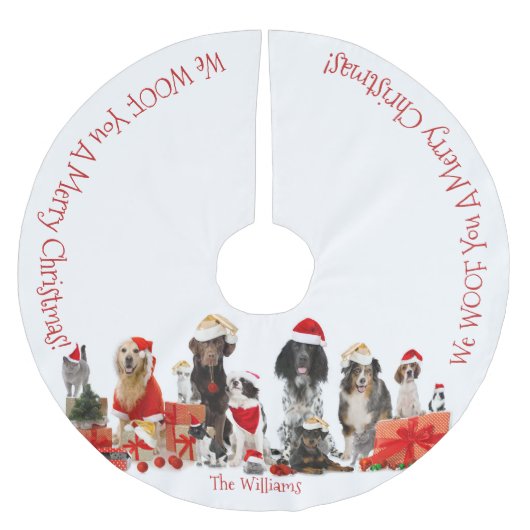 Hunde liebt Weihnachtsbaumrock - Familienname Polyester Weihnachtsbaumdecke (Vorderseite)