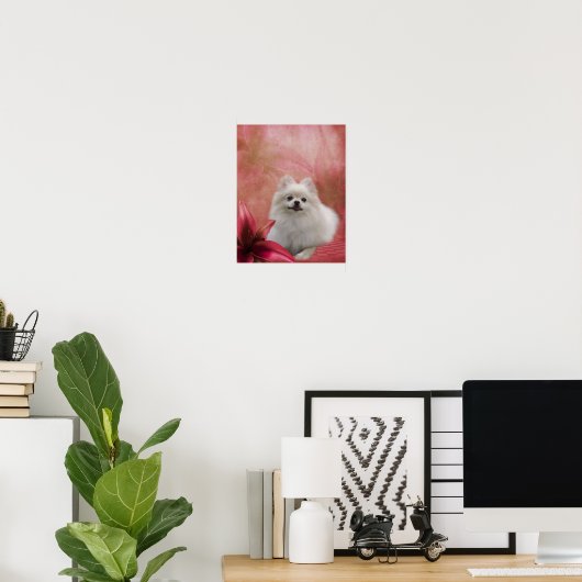 Hunde-Lily-Blume Weiße Spitz Poster (Heimbüro)