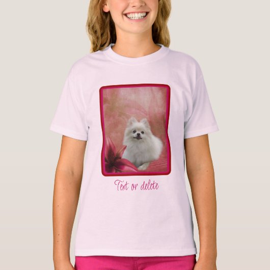 Hunde-Lily-Blume Weiße Spitz T-Shirt (Vorderseite)