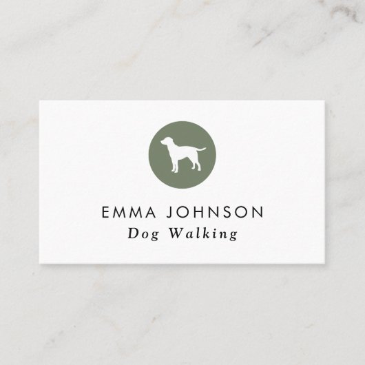 Hunde-Logo Grooming Sage Green Business Card Visitenkarte (Vorderseite)
